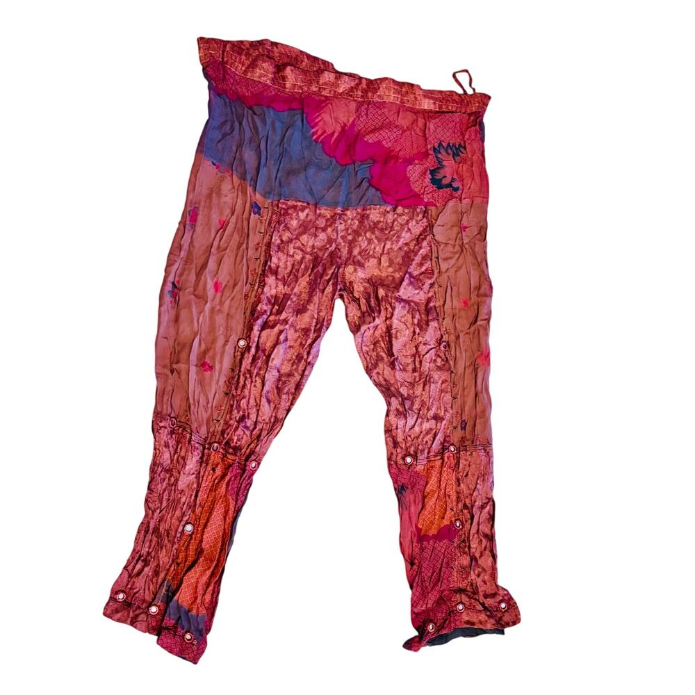 Tienda HO free sz rayon mirror embroidery patchwork wide leg India pants slacks